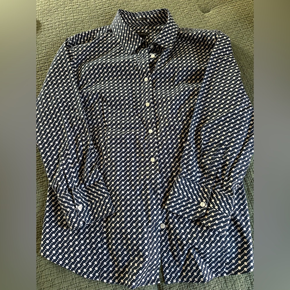 Navy and white Talbots 3/4 sleeve blouse size 14